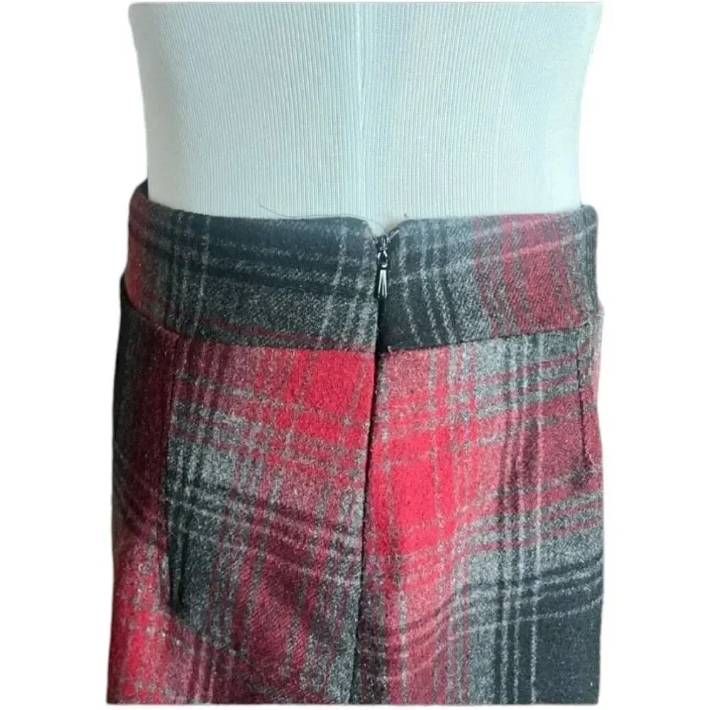 Womens Yessica Wool Blend Nordic Plaid Side Zip Mini Skirt - Sz XS